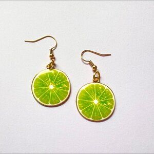 Lime earrings neon green costume fruit jewelry for Halloween costume